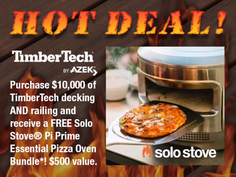 Get a FREE Solo Stove Pizza Oven with your TimberTech decking and railing purchase of $10,000 or more.